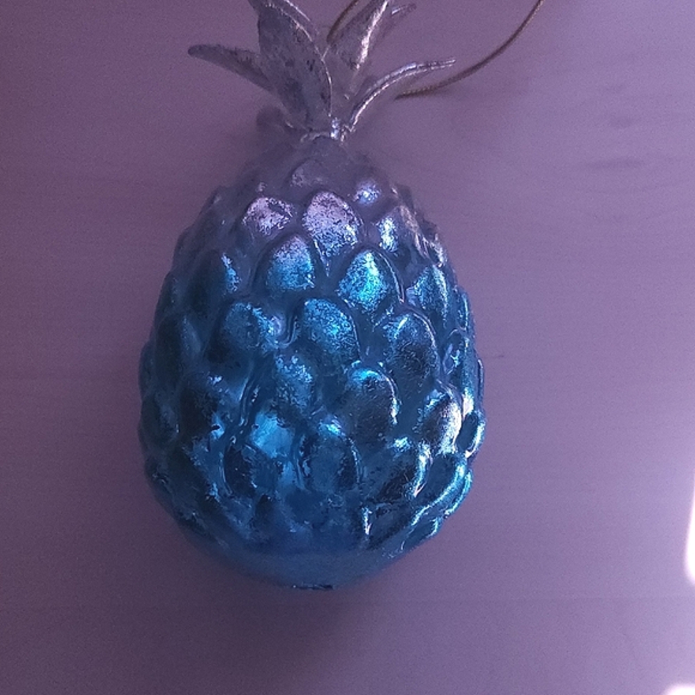 Belk Silver and Blue Pineapple Ornament
